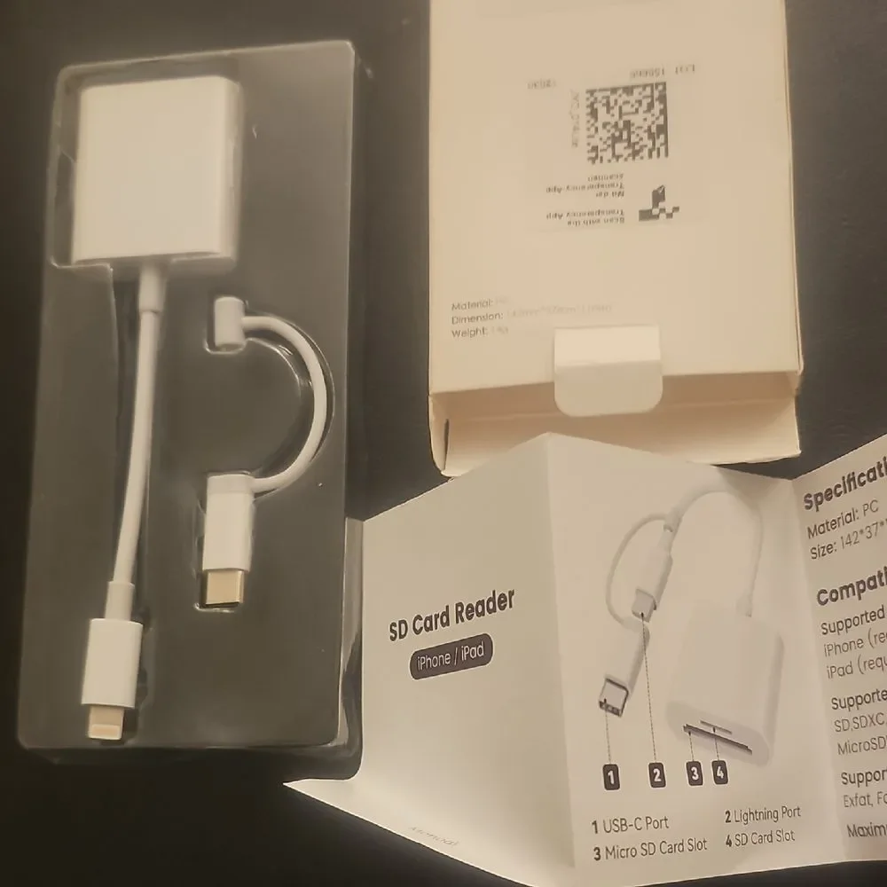 Bundle SD Iphon Ipad SD Card Reader Type C & White FireWire 800 Adapter Cable